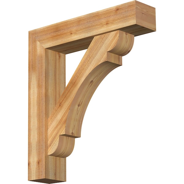 Ekena Millwork Olympic Block Rough Sawn Bracket w/ Offset Brace, Western Red Cedar, 8"W x 36"D x 40"H BKT0806X36X40OLY05RWR - main